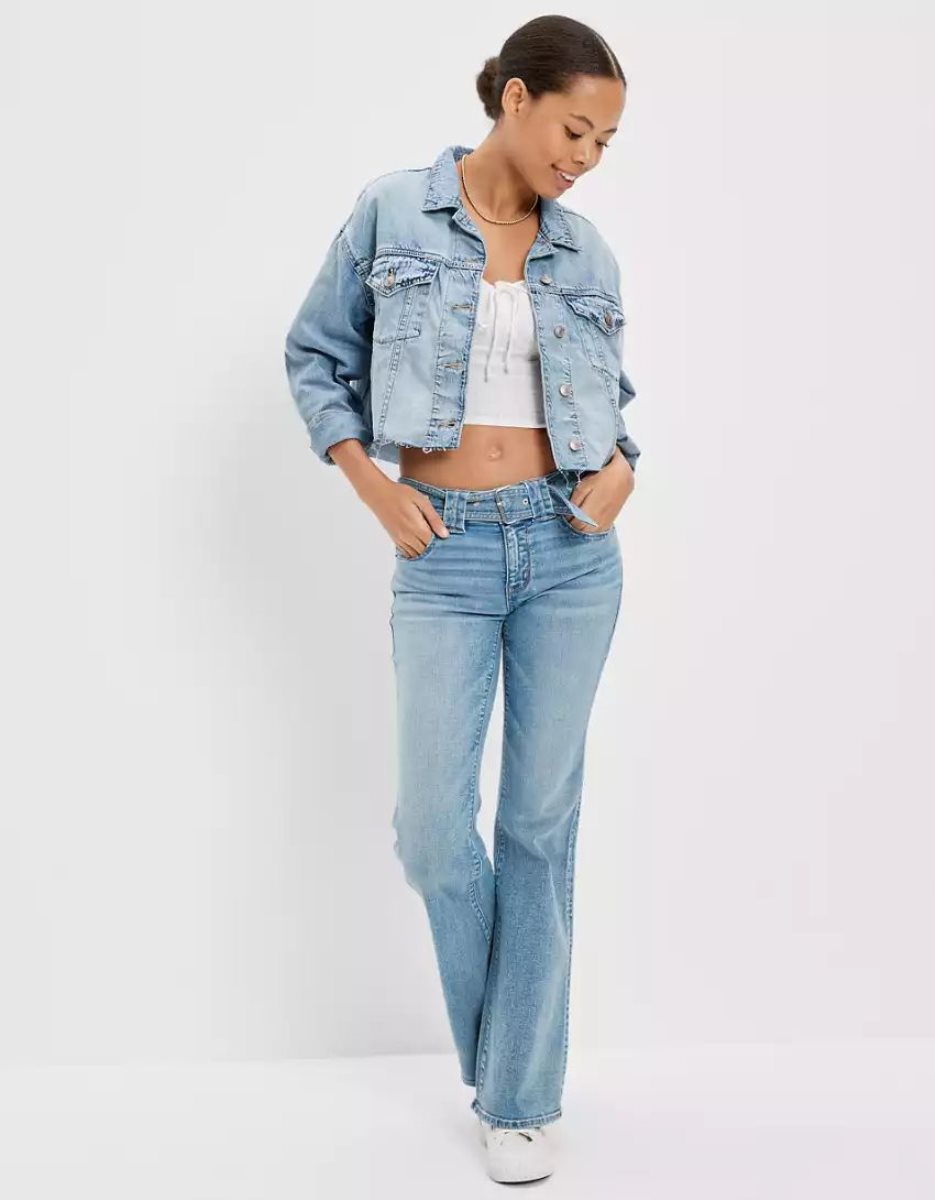 Vestes American Eagle AE Cropped Denim Lavage Clair Femme | YHE-63021633